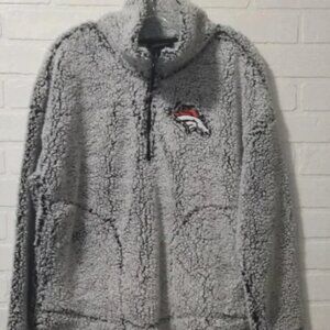 Women NFL Team Apparel Denver Broncos Gray Sherpa Pullover Size: M